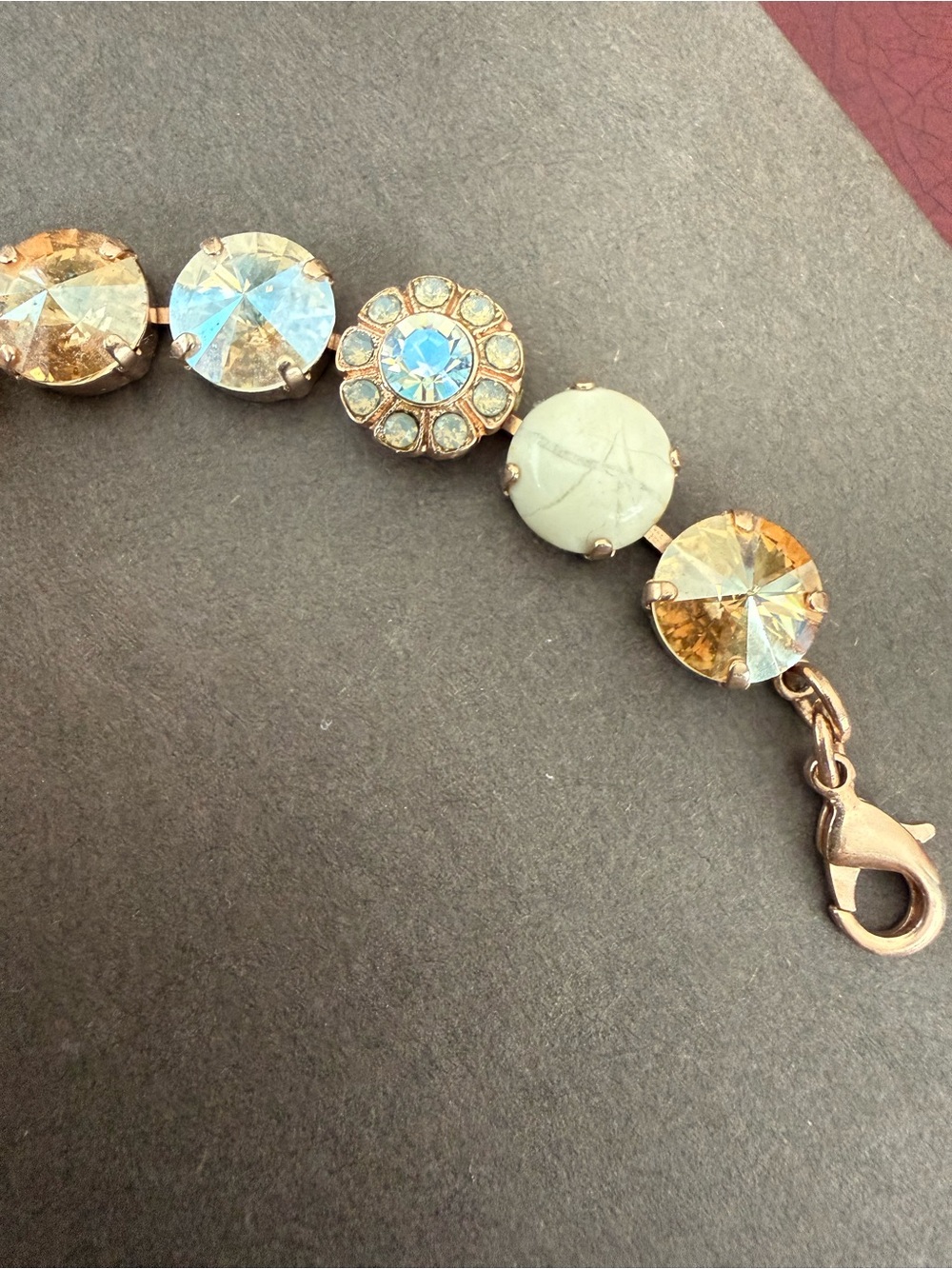 Mariana Jewelry Rose Gold and Ivory Mineral Stones Crystal Bracelet Color M3911 - Picture 4 of 8